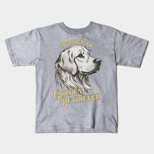 English Cream Golden Retriever Vintage Art Kids T-Shirt